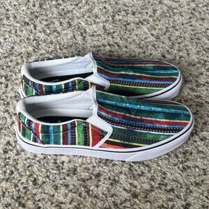 Yes We Vibe Colorful Canvas Shoes Striped Bohemian Boho Men's 7 M Women's 9 W